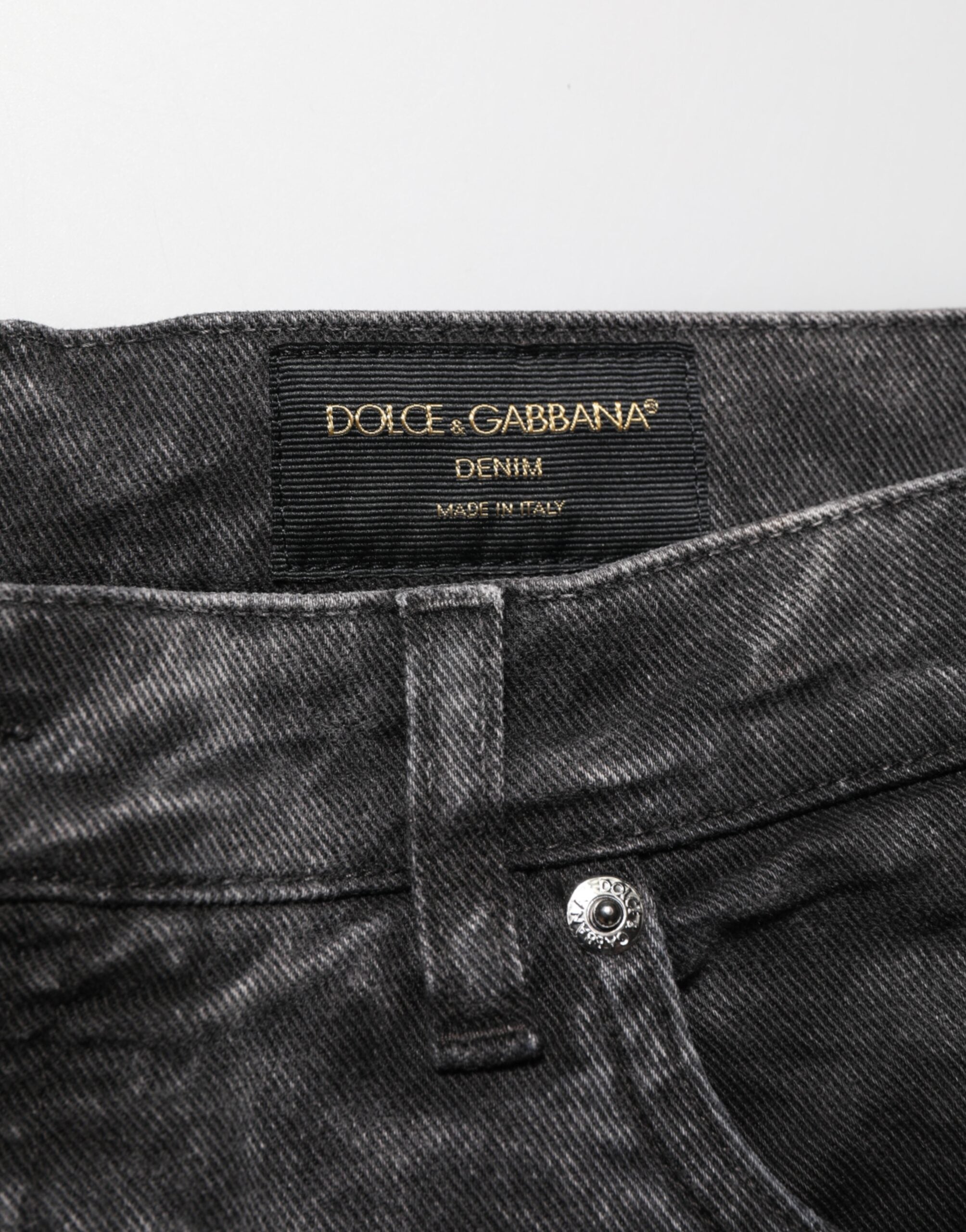 Dolce & Gabbana Black Cotton Mid Waist Denim Men Bermuda Short