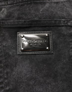 Dolce & Gabbana Black Cotton Mid Waist Denim Men Bermuda Short