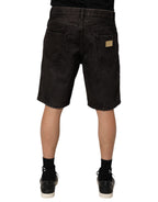 Dolce & Gabbana Black Cotton Tattered Denim Men Bermuda Short