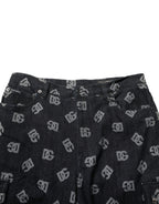Dolce & Gabbana Black Monogram Denim Cargo Men Bermuda Short