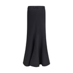 Balenciaga Black Fleece Wool Long Skirt