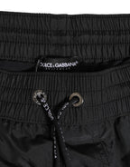 Dolce & Gabbana Black Logo Polyester Beachwear Shorts Swimwear