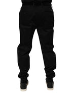 Dolce & Gabbana Black Cotton Stretch Casual Trouser Pants