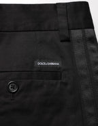 Dolce & Gabbana Black Cotton Stretch Casual Trouser Pants