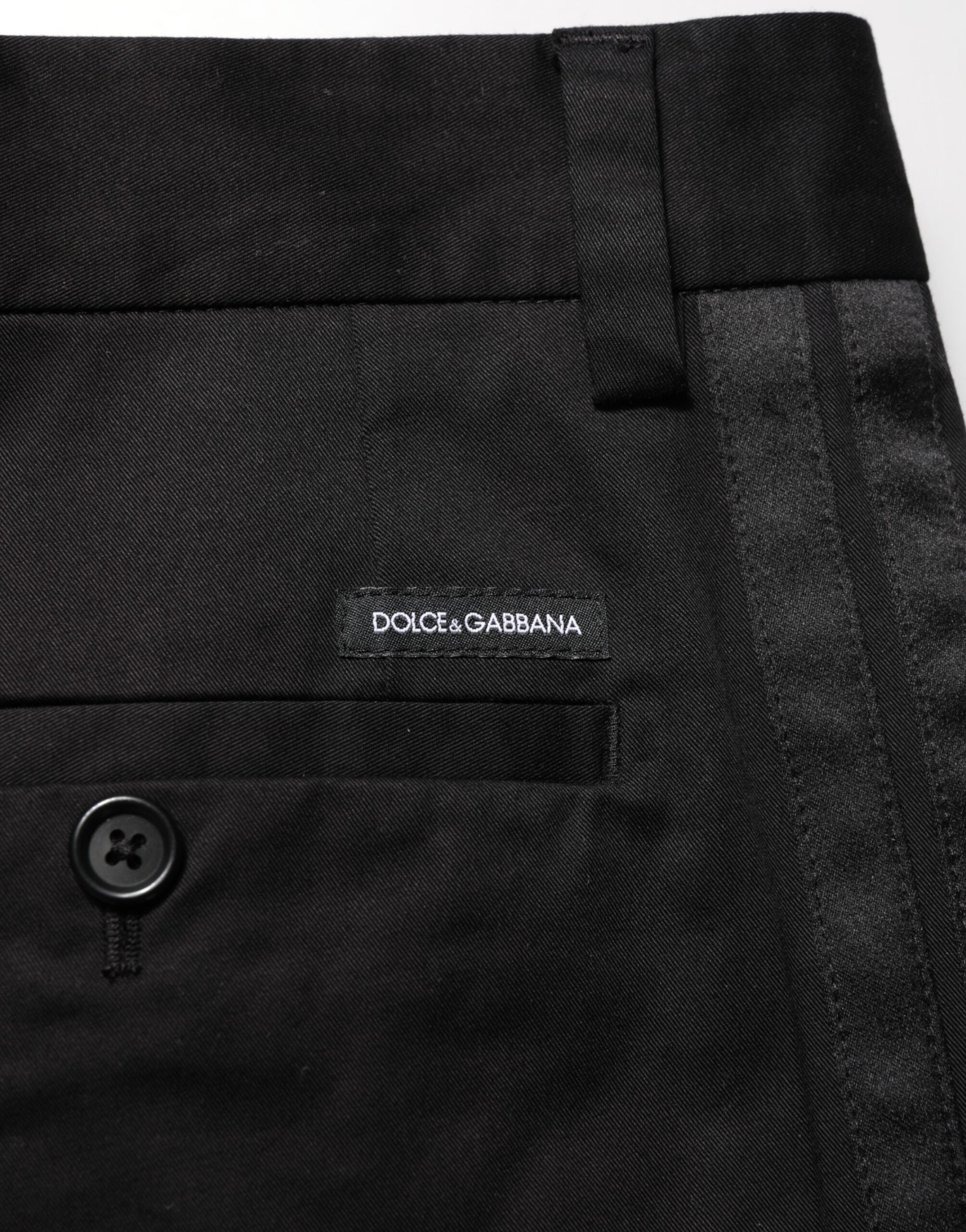 Dolce & Gabbana Black Cotton Stretch Casual Trouser Pants