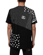 Dolce & Gabbana Black Cotton Polka Dots Round Neck T-shirt