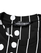 Dolce & Gabbana Black Cotton Polka Dots Round Neck T-shirt