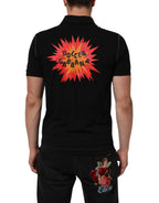 Dolce & Gabbana Black Cotton Graphic Print PoloShirt T-shirt