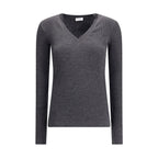 Brunello Cucinelli Gray Wool Long Sleeve T-Shirt
