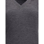 Brunello Cucinelli Gray Wool Long Sleeve T-Shirt