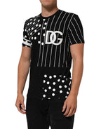 Dolce & Gabbana Black Cotton Polka Dots Round Neck T-shirt