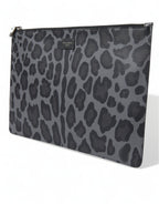 Dolce & Gabbana Multicolor Leopard Jacquard Logo Plaque Document Briefcase Bag