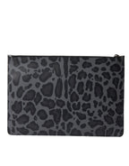 Dolce & Gabbana Multicolor Leopard Jacquard Logo Plaque Document Briefcase Bag