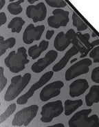 Dolce & Gabbana Multicolor Leopard Jacquard Logo Plaque Document Briefcase Bag