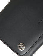 Dolce & Gabbana Black Leather Logo Embossed Mini Bifold Wallet Borse Bag