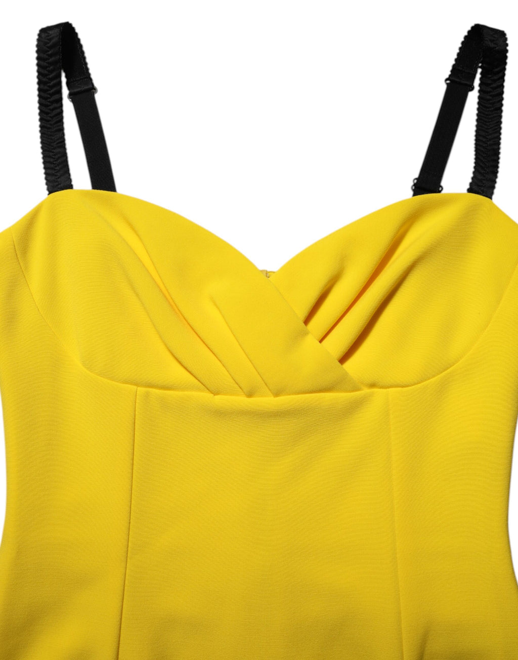 Dolce & Gabbana Yellow Polyester Sleeveless Sheath Midi Dress