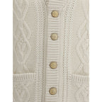 Brunello Cucinelli White Cashmere Cardigan