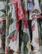 Dolce & Gabbana Blue Floral Print Tiered Long Maxi Dress
