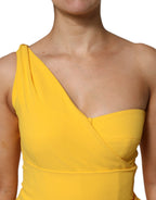 Dolce & Gabbana Yellow One Shoulder Side Slit Sheath Dress