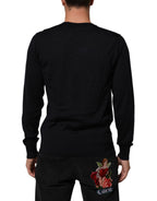 Dolce & Gabbana Black Cashmere Knit V-Neck Pullover Sweater