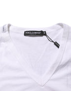 Dolce & Gabbana White Cotton V-Neck Short Sleeves T-shirt
