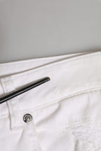 Dolce & Gabbana White Cotton Tattered BOYFRIEND Denim Jeans