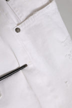 Dolce & Gabbana White Cotton Tattered BOYFRIEND Denim Jeans