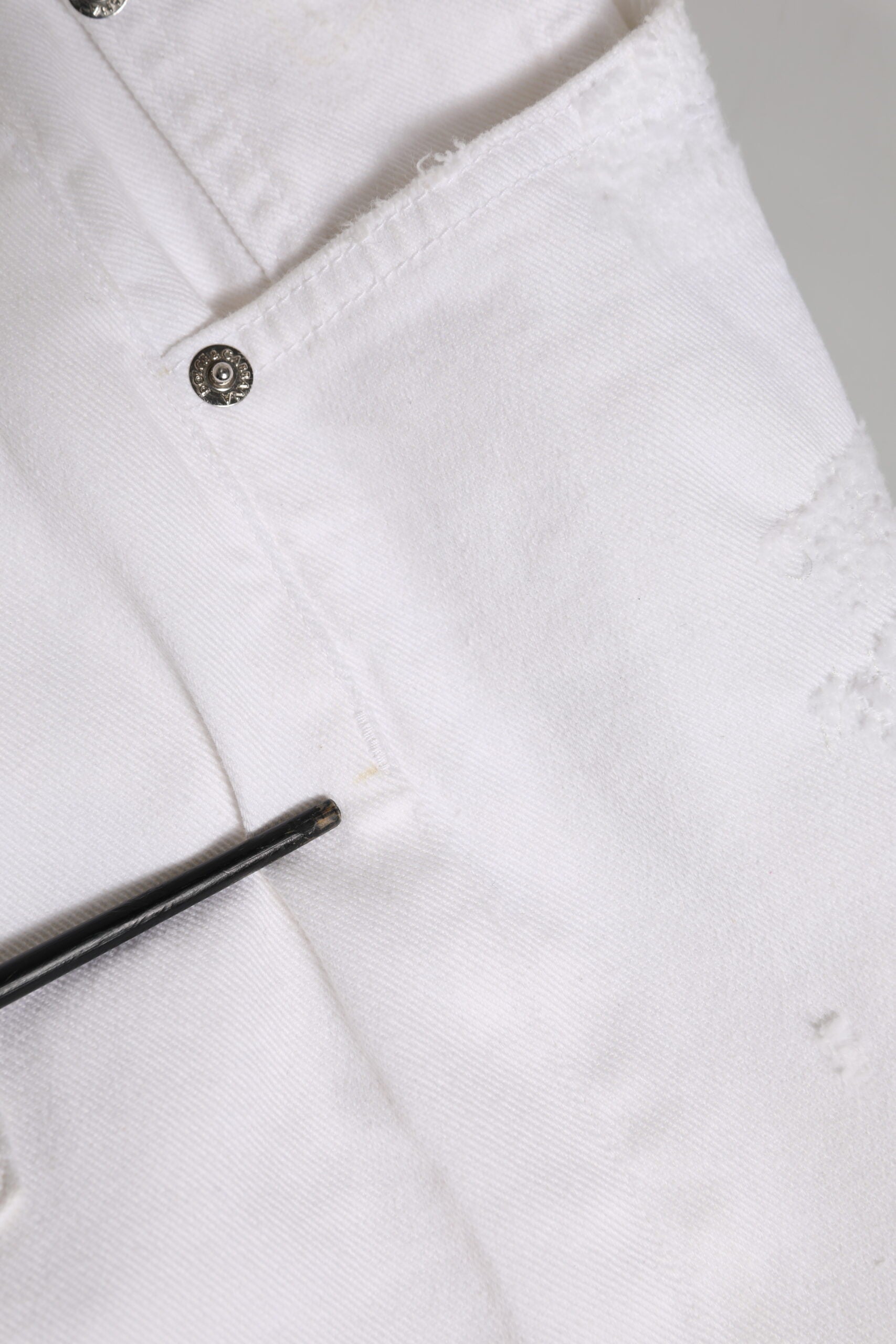 Dolce & Gabbana White Cotton Tattered BOYFRIEND Denim Jeans