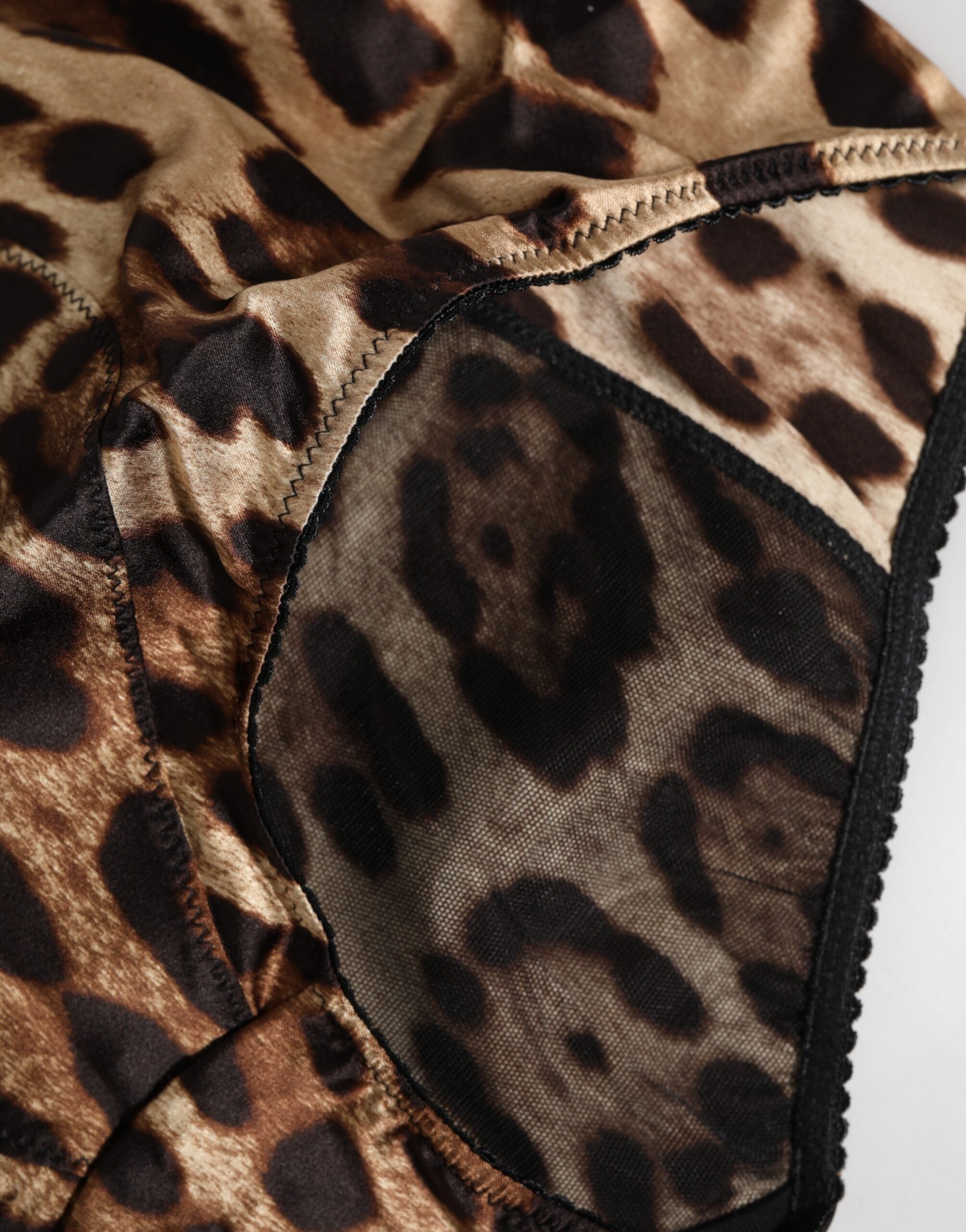 Dolce & Gabbana Multicolor Leopard Silk High Waist Girdle Underwear