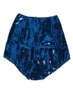 Dolce & Gabbana Blue Sequin Embellished High Waist Girdle Underwear
