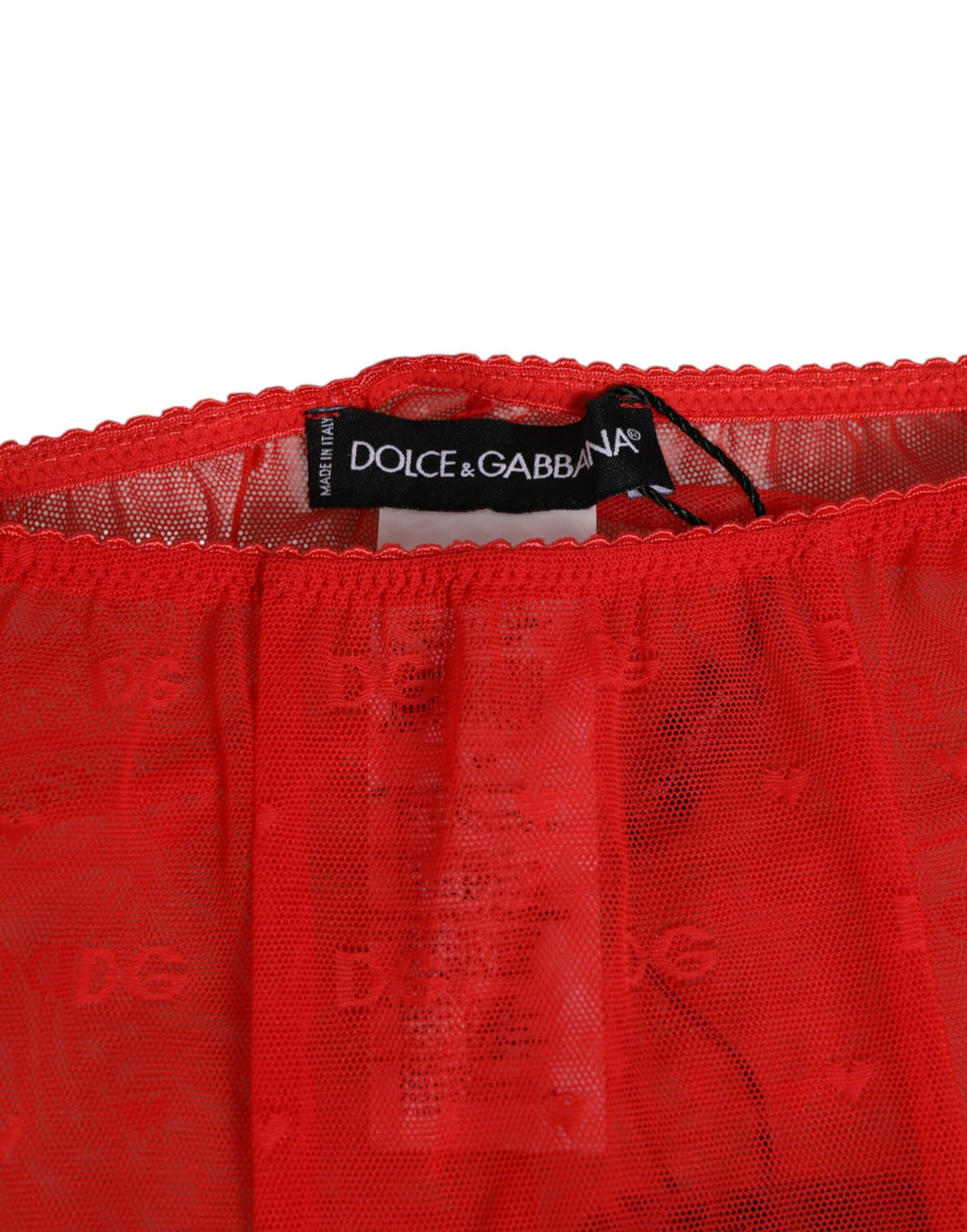 Dolce & Gabbana Red Logo Lace Tight Midi Trousers Underwear