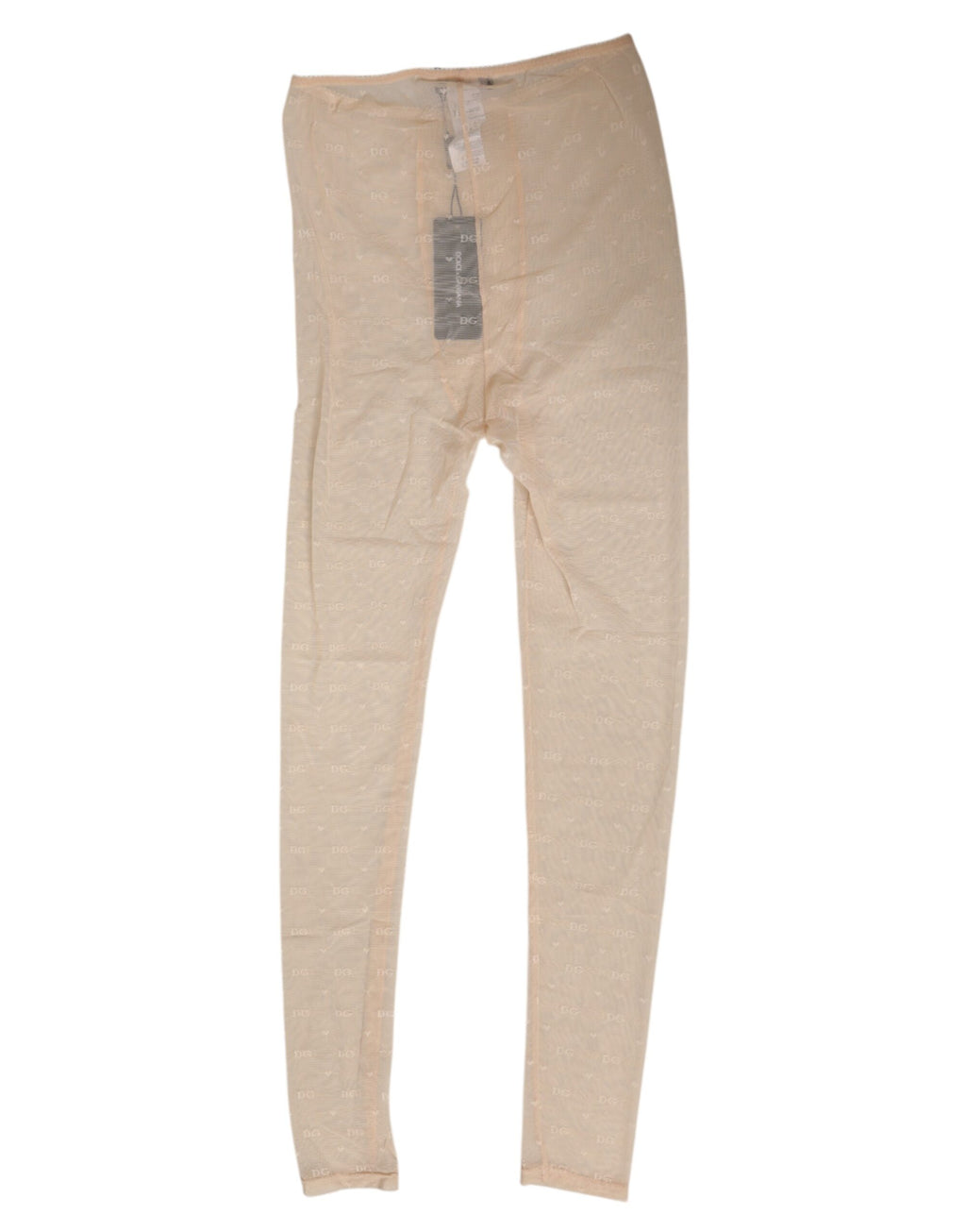 Dolce & Gabbana Beige Nylon Stretch Logo Lace Leggings Underwear