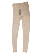 Dolce & Gabbana Beige Nylon Stretch Logo Lace Leggings Underwear