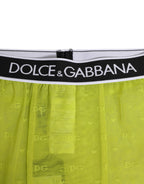 Dolce & Gabbana Neon Green Nylon Logo Lace Leggings Pants Underwear