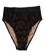 Dolce & Gabbana Black DG Logo Lace High Brief Panty Underwear