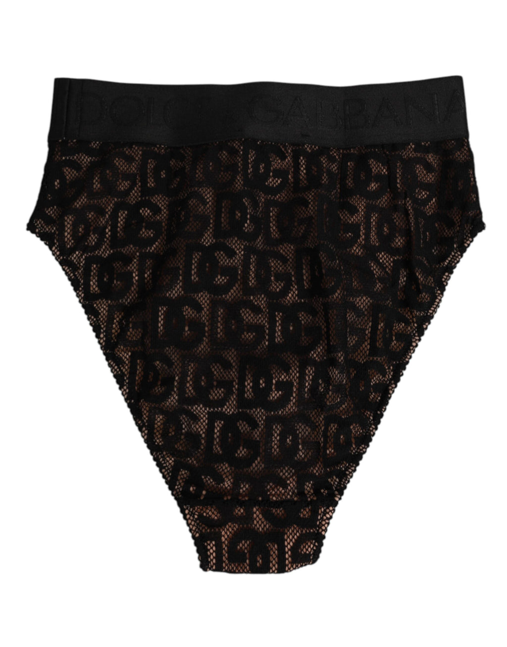 Dolce & Gabbana Black DG Logo Lace High Brief Panty Underwear