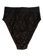 Dolce & Gabbana Black DG Logo Lace High Brief Panty Underwear