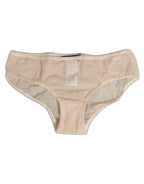 Dolce & Gabbana Beige DG Logo Lace Mid Waist Panty Underwear
