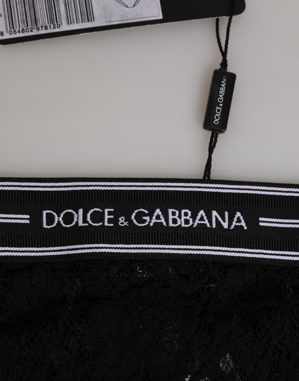 Dolce & Gabbana Black Lace Slip Brief Logo Waistband  Underwear