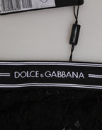 Dolce & Gabbana Black Lace Slip Brief Logo Waistband  Underwear