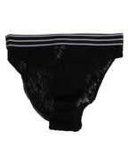 Dolce & Gabbana Black Lace Slip Brief Logo Waistband  Underwear