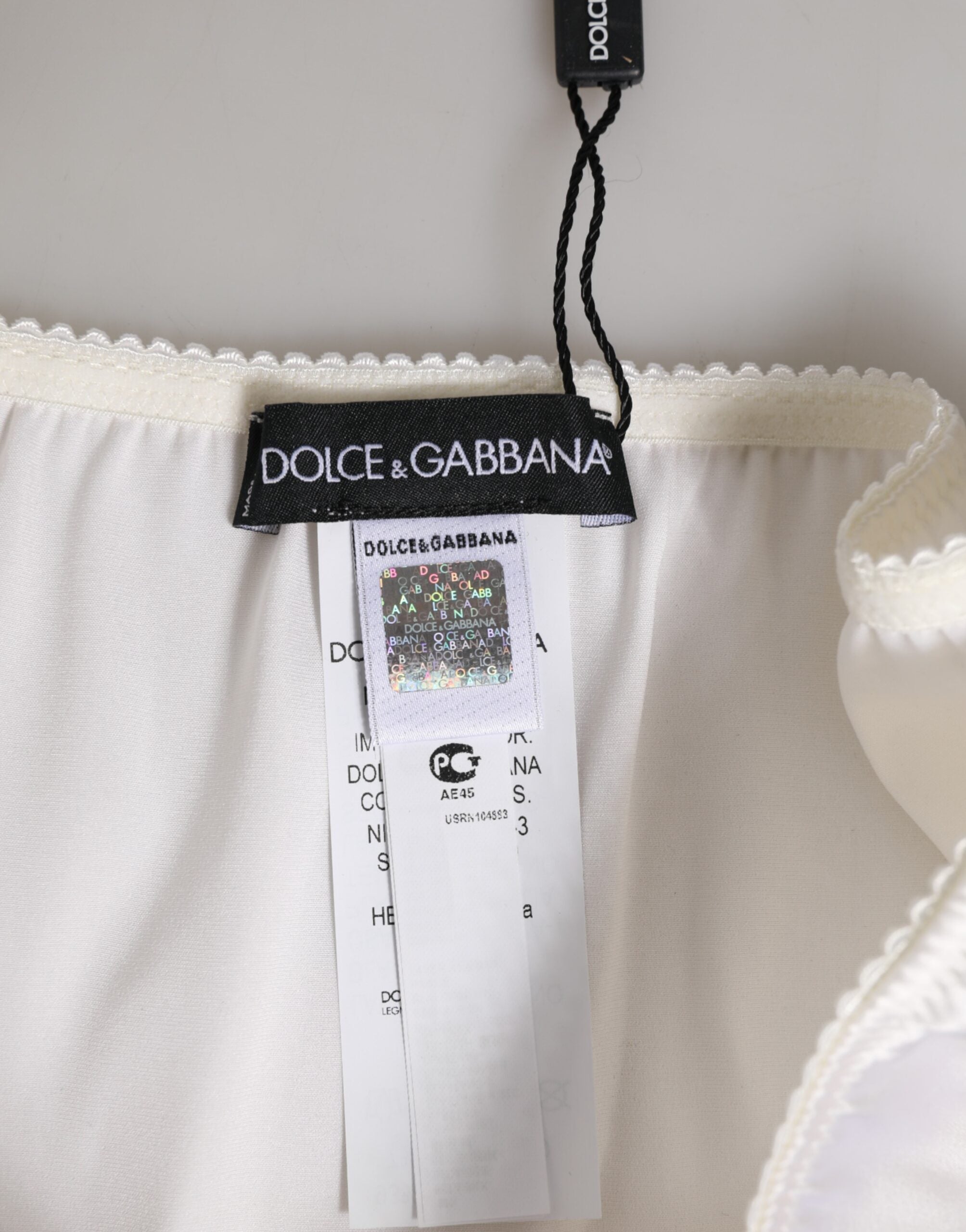 Dolce & Gabbana White Silk Satin Floral Lace Panty Brief Underwear
