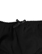 Dolce & Gabbana Black Silk Satin Floral Lace Panty Brief Underwear