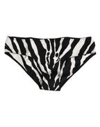 Dolce & Gabbana Black White Zebra Print Slip Briefs Underwear