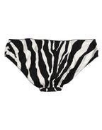 Dolce & Gabbana Black White Zebra Print Slip Briefs Underwear