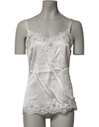 Dolce & Gabbana Off White Floral Lace Tank Lingerie Top Underwear