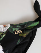 Dolce & Gabbana Black Side Tie Floral Bikini Bottom Swimwear