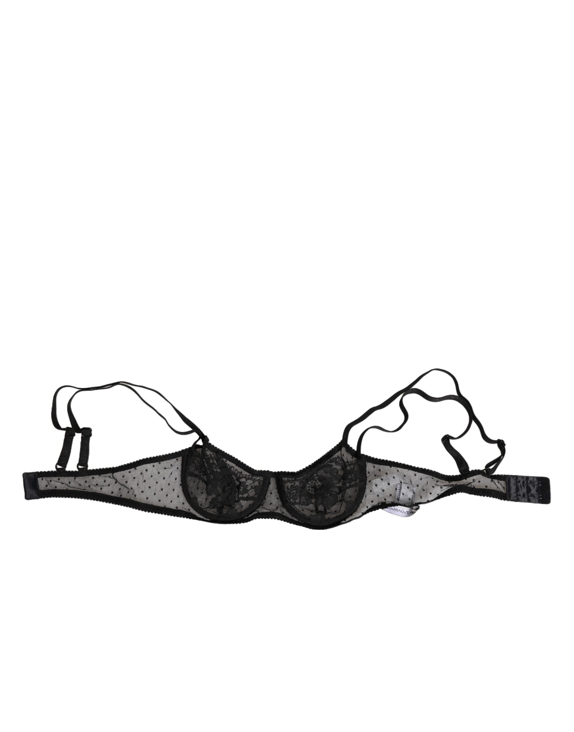 Dolce & Gabbana Black Floral Underwired Balconette Bra Underwear