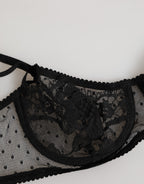 Dolce & Gabbana Black Floral Underwired Balconette Bra Underwear