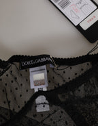 Dolce & Gabbana Black Lace Polka Dot Mesh High Waist Underwear
